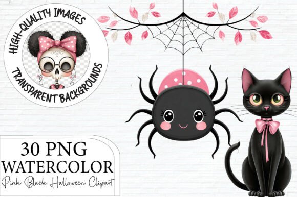Download Pink and Black Halloween Clipart - Clipart Collection