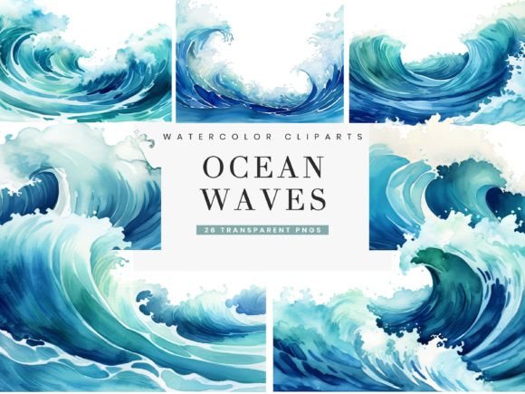 Download Watercolor Ocean Waves Borders Clipart - Clipart Collection