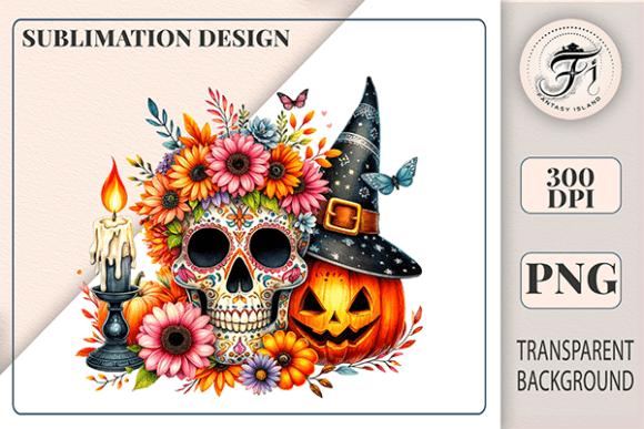 Download Sugar Skull Halloween Boho Clipart PNG - Clipart Collection