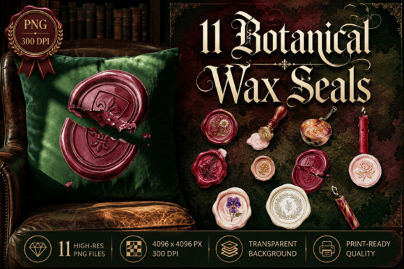 Download Botanical Wax Seal Clipart Vintage PNG - Clipart Collection