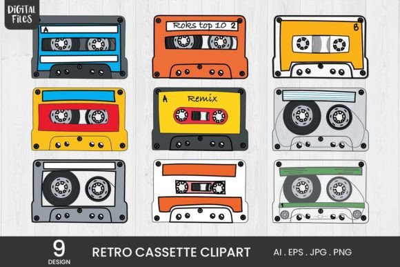 Download Retro Cassette Clipart | 9 Variations - Clipart Collection