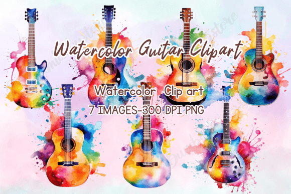 Download Watercolor Guitar Clipart - Clipart Collection