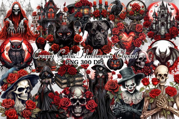 Download Creepy Gothic Halloween Clipart Bundle - Clipart Collection