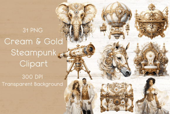 Download Cream &amp; Gold Steampunk Clipart - Clipart Collection