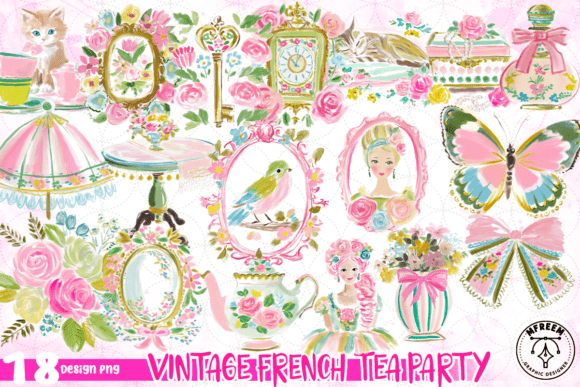 Download Vintage French Tea Party Clipart PNG - Clipart Collection