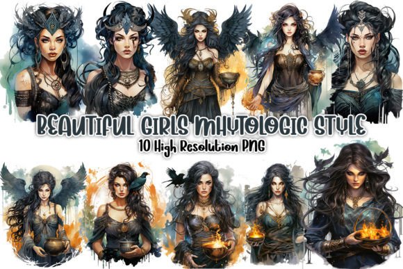 Download Beautiful Girls Mhytologic Style Clipart - Clipart Collection