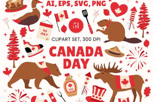 Download Canada Day Digital Clipart Set Graphics - Clipart Collection