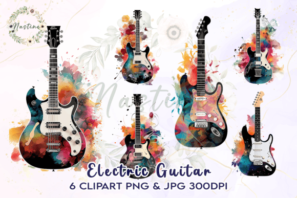 Download Electric Guitar  Watercolor Clipart - Clipart Collection