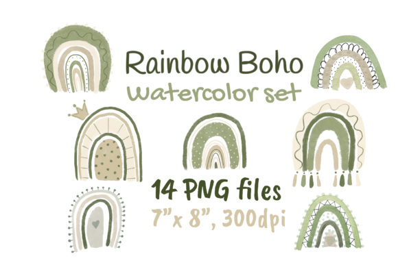 Download Neutral Rainbow Boho Watercolor Clipart - Clipart Collection