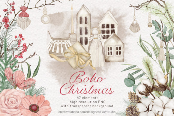 Download Christmas Boho Watercolour Clipart - Clipart Collection