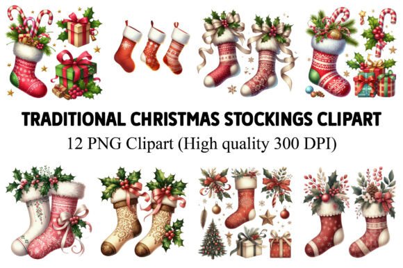 Download Traditional Christmas Stockings Clipart - Clipart Collection