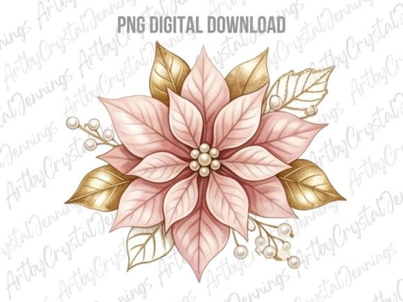 Download Pink and Gold Poinsettia Clipart PNG - Clipart Collection