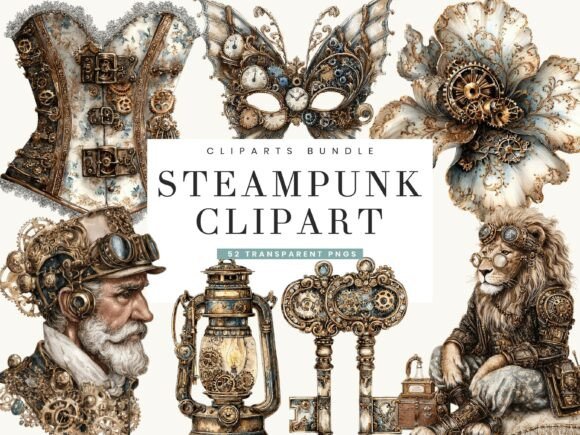 Download Watercolor Steampunk Clipart Bundle - Clipart Collection