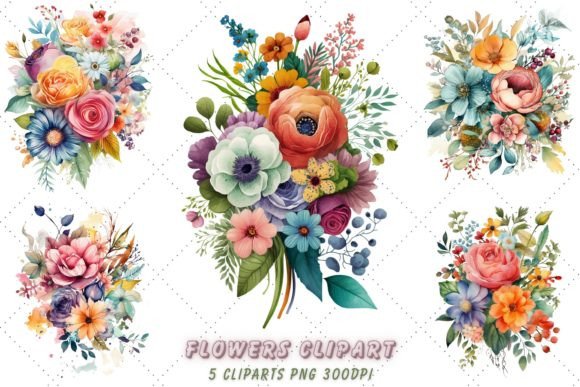 Download Boho Watercolor Flowers Clipart Bundle - Clipart Collection