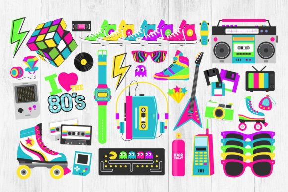 Download 80s Clipart, Neon 80s Clipart Bundle - Clipart Collection