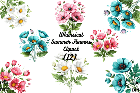 Download Whimsical Summer Flowers Clipart Bundle - Clipart Collection
