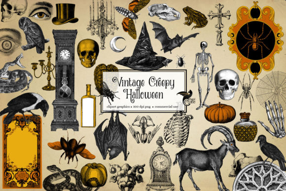 Download Vintage Creepy Halloween Clipart - Clipart Collection