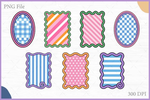 Download Retro Wavy Pattern Frame Clipart PNG Set - Clipart Collection