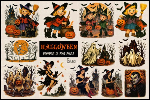 Download Vintage Halloween Clipart Png Bundle - Clipart Collection