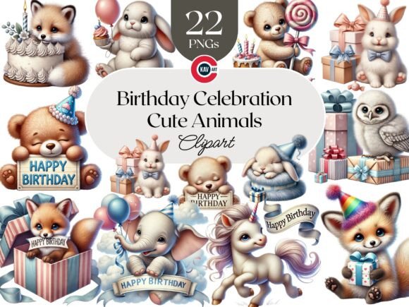 Download Charming Baby Animals Birthday Clipart - Clipart Collection