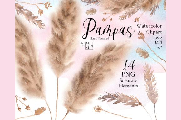 Download Fluffy Pampas Grass Clipart Watercolor - Clipart Collection