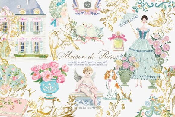 Download Watercolor Rococo Clipart Set - Clipart Collection