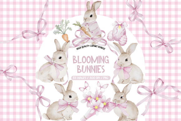 Download Blush Pink Easter Bunnies Clipart - Clipart Collection