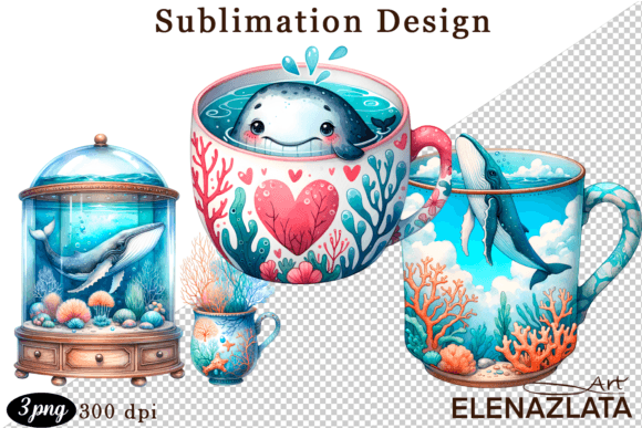 Download Cute Whale Animals in a Cup for Clipart - Clipart Collection