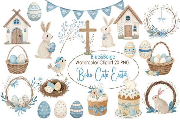 Download Cute Easter Clipart Boho Watercolor Png - Clipart Collection