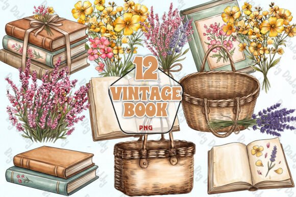 Download Vintage Cottagecore Book Clipart PNG - Clipart Collection