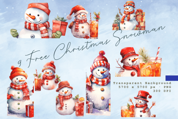 Download Free Festive Snowman Watercolor Clipart - Clipart Collection