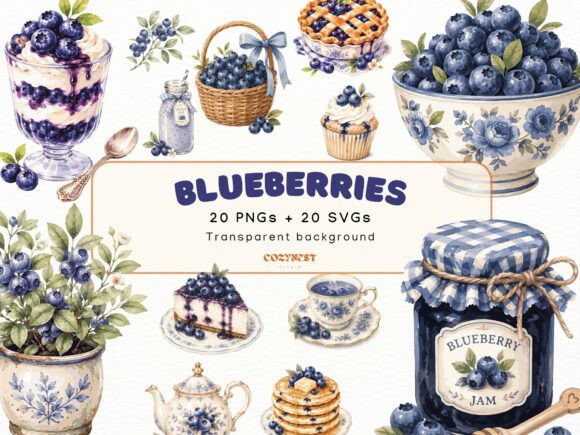 Download Blueberry Watercolor Cliparts, PNG SVG - Clipart Collection
