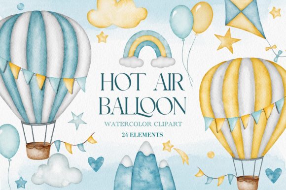 Download Watercolor Hot Air Balloon Clipart - Clipart Collection