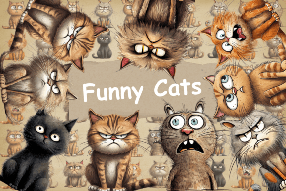 Download Funny Cats Clipart | Set of Funny Cats - Clipart Collection