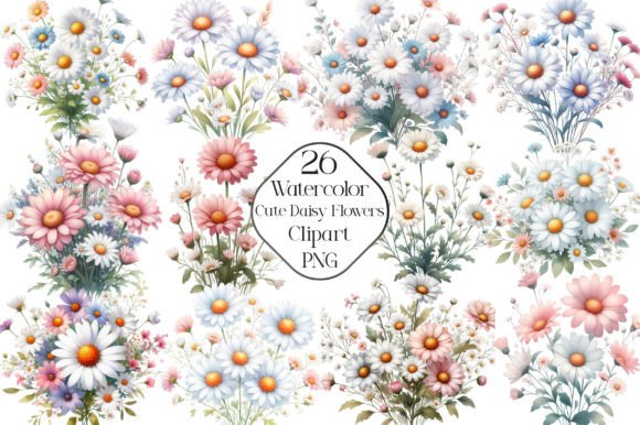 Download Watercolor Daisy Cute Flowers Clipart - Clipart Collection