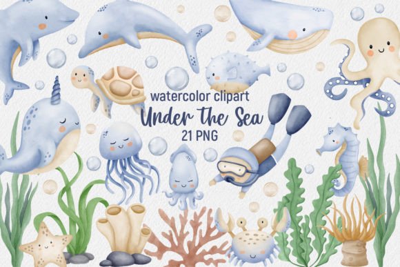 Download Watercolor Clipart Under the Sea - Clipart Collection