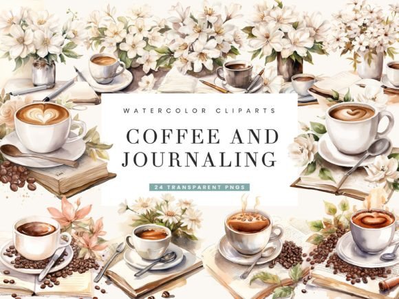 Download Watercolor Coffee and Journaling Clipart - Clipart Collection