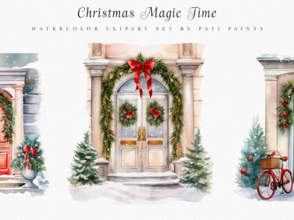 Download Christmas Door Winter Scene Clipart Set - Clipart Collection