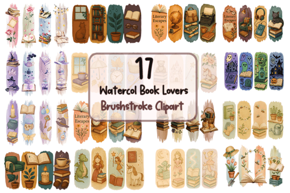 Download Book Lovers Brushstroke Clipart Bundle - Clipart Collection