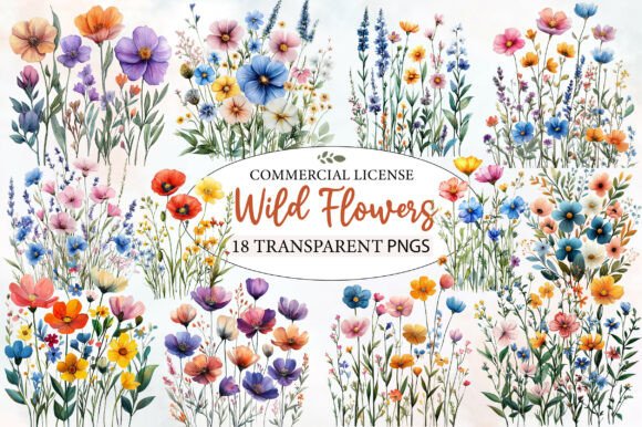 Download Charming Wild Flowers Watercolor Clipart - Clipart Collection