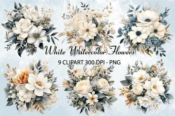 Download White Watercolor Flowers Clipart - Clipart Collection