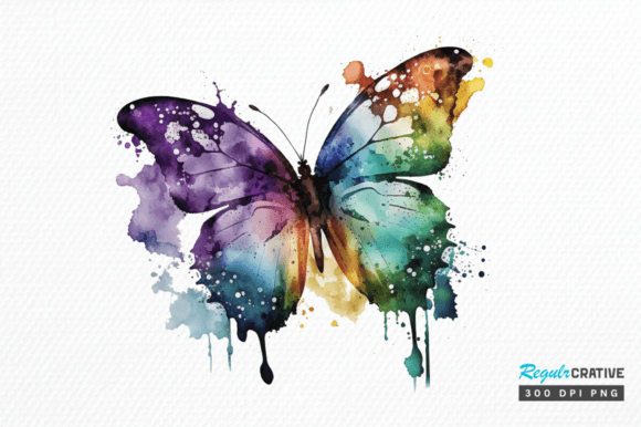 Download Watercolor Rainbow Butterflie Clipart - Clipart Collection
