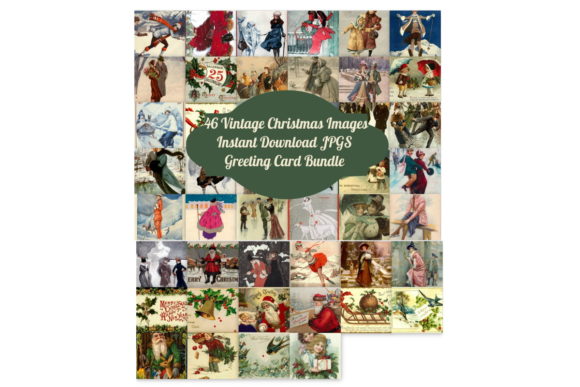 Download 46 Vintage Christmas Card Bundle Art - Vintage christmas card Collection