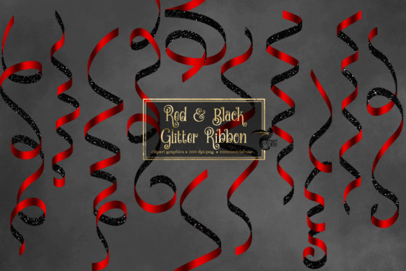 Download Red and Black Glitter Ribbon Clipart - Clipart Collection