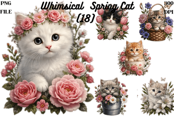 Download Whimsical Spring Cats Clipart PNG Bundle - Clipart Collection