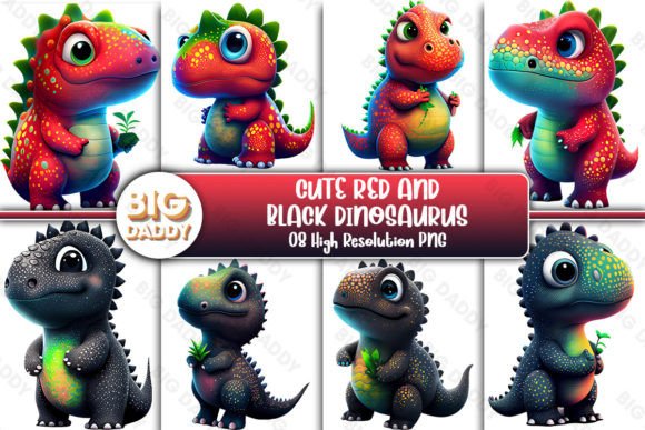 Download Cute Red and Black Dinosaurus Clipart - Clipart Collection