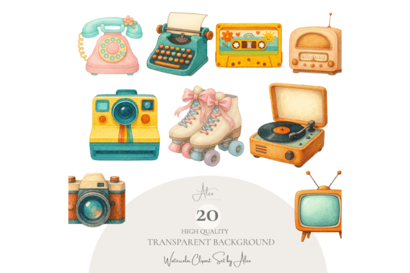 Download Retro Clipart PNG Bundle - Clipart Collection