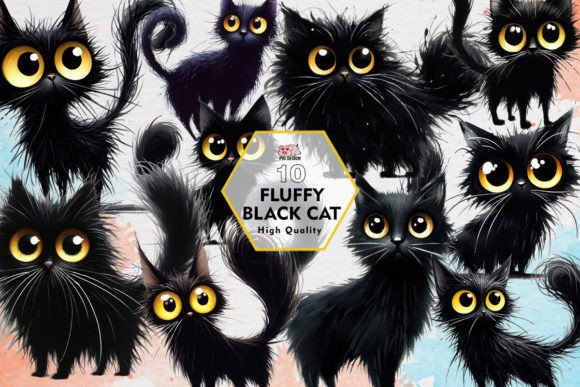 Download Fluffy Black Cat Clipart PNG Graphics - Clipart Collection