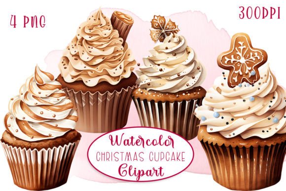 Download Christmas Cupcakes Watercolour Clipart - Clipart Collection