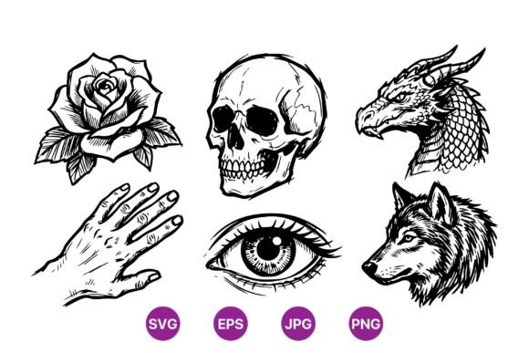 Download Vintage Tattoo Style Clipart Set - Clipart Collection